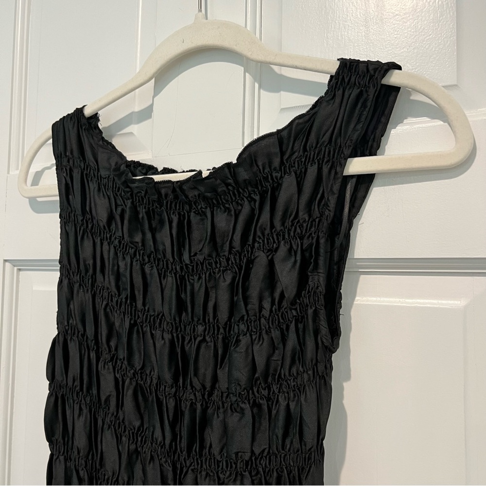 LIONESS NWT Guccio Mini Dress in Onyx Black Small Ruched Stretchy LBD - Picture 4 of 8